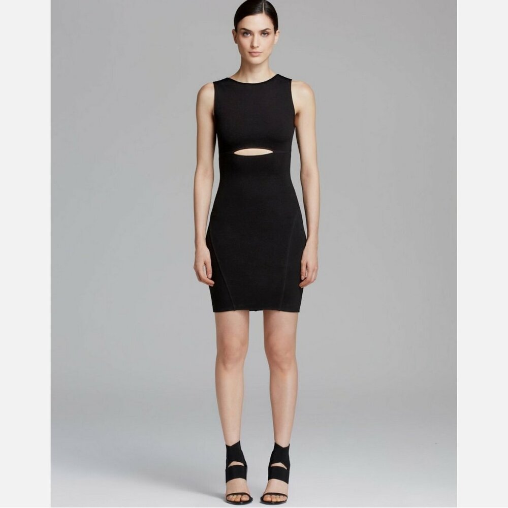 Helmut Lang Black Gala Knit Cut-Out Keyhole Dress